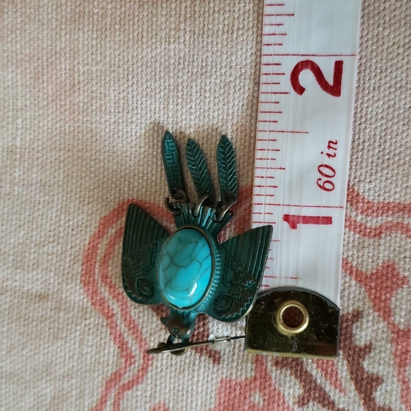 (B) Southwestern Earrings Tribal Bird Turquoise Native American Bird Feathers - Picture 7 of 8